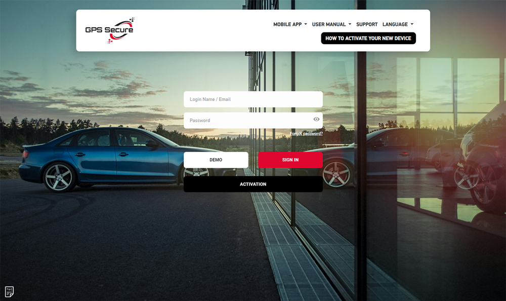 Login form screenshot