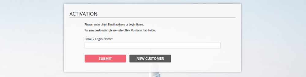 Activation first step screenshot